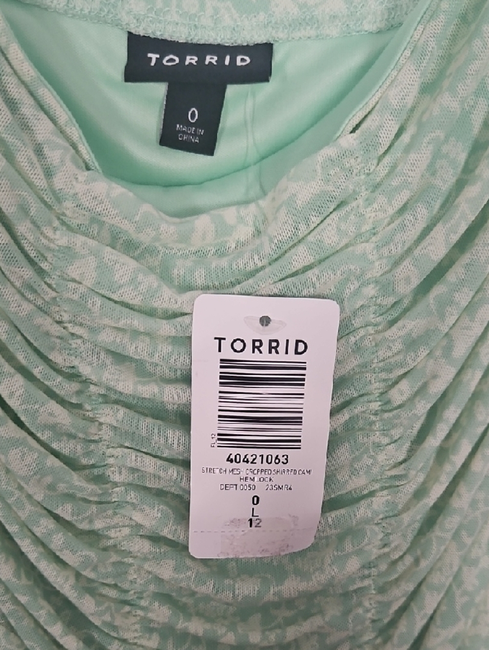 Torrid Ruched Mesh Hemlock Cropped Cami - Picture 2 of 10